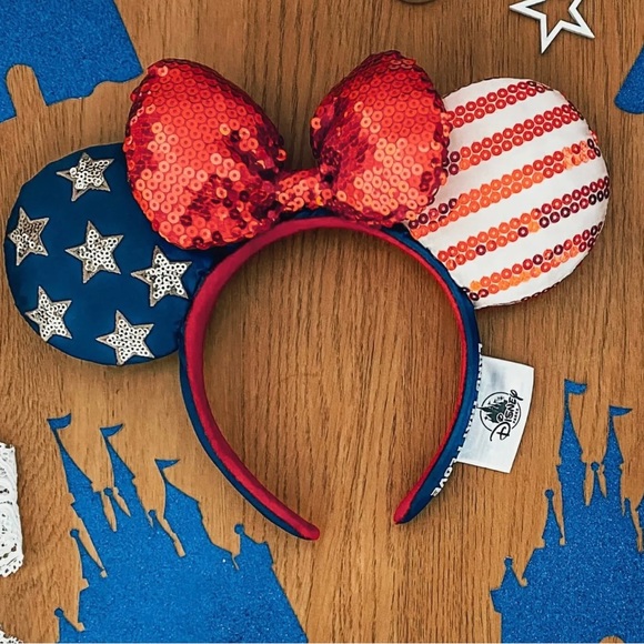⚡️2/$55~Disney Parks Stars & Stripes Americana Mouse Ears Headband NWT - Picture 2 of 11
